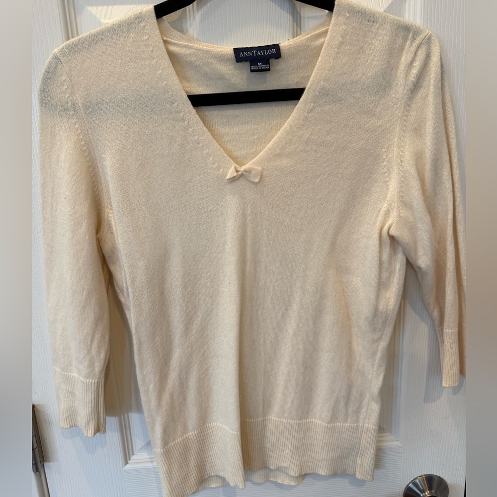 Ann Taylor Cream Cashmere Sweater
